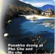 Punakha dzong at Pho Chu and Mo Chu of Bhutan